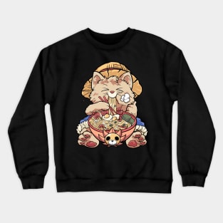 luffy cat ramen Crewneck Sweatshirt